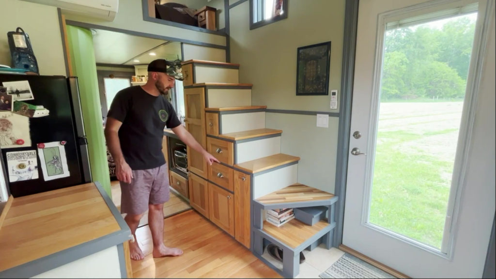 Staircase in Nick Soave's tiny home